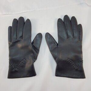 Vintage Avon Womans Black Vinyl Gloves Lined W/ Fleece Size Small Driving Gloves